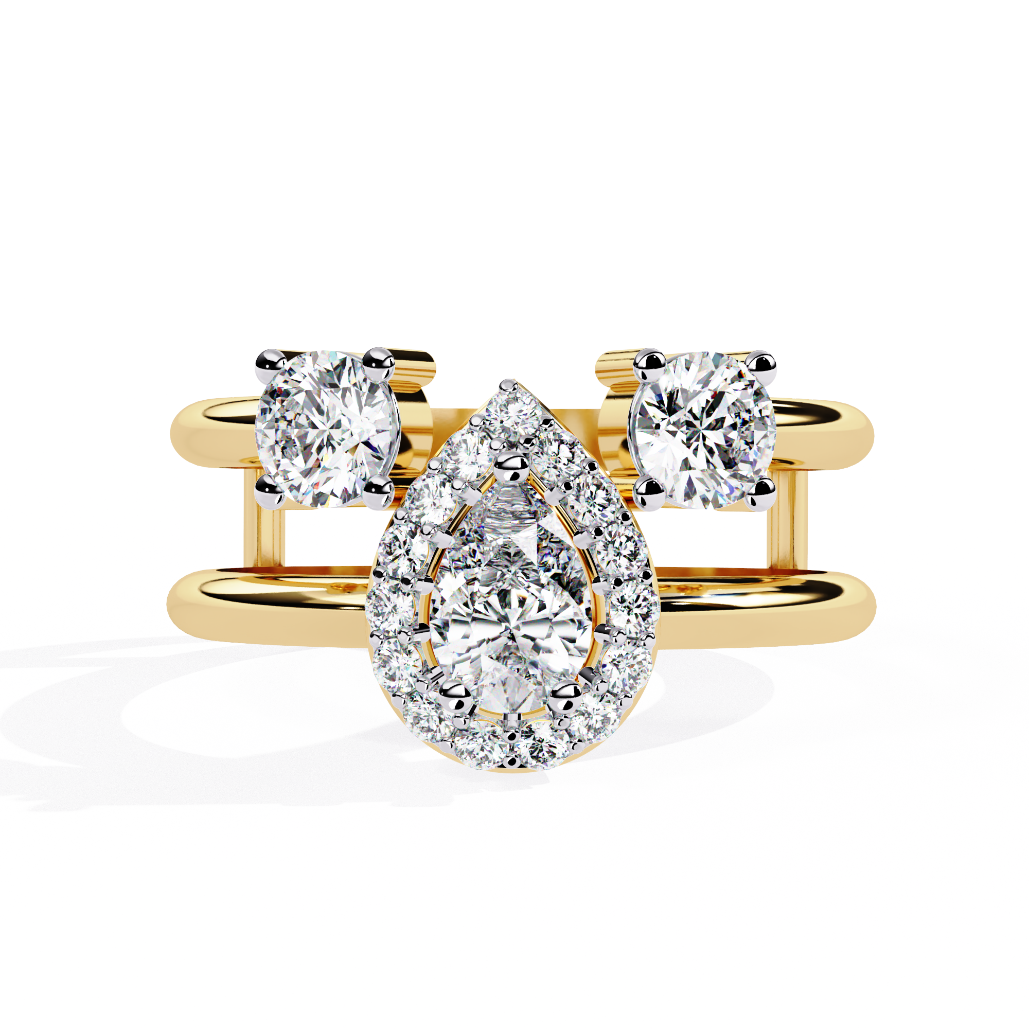Solitairekart – 0.97 CT Lab Grown Diamond Halo Ring | 14K Yellow Gold